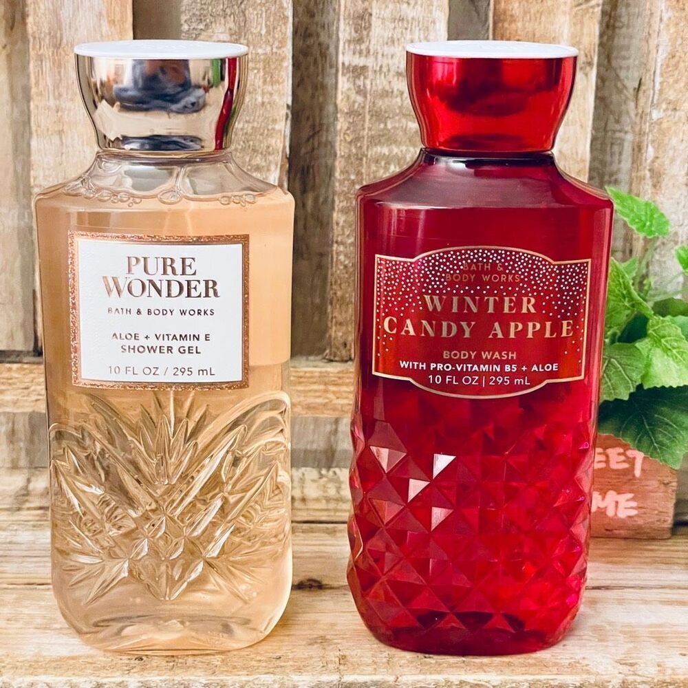 NWT 2 B&BW winter candy apple  & Pure Wonder body wash 10 FLOZ Vitamin B5 & Aloe
